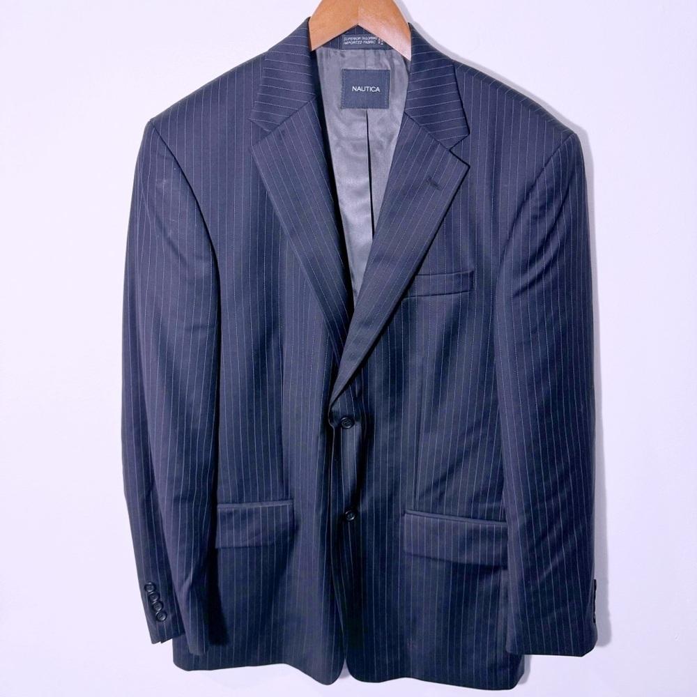 Nautica 100% Wool Blue Sports Coat/Blazer Size 40L